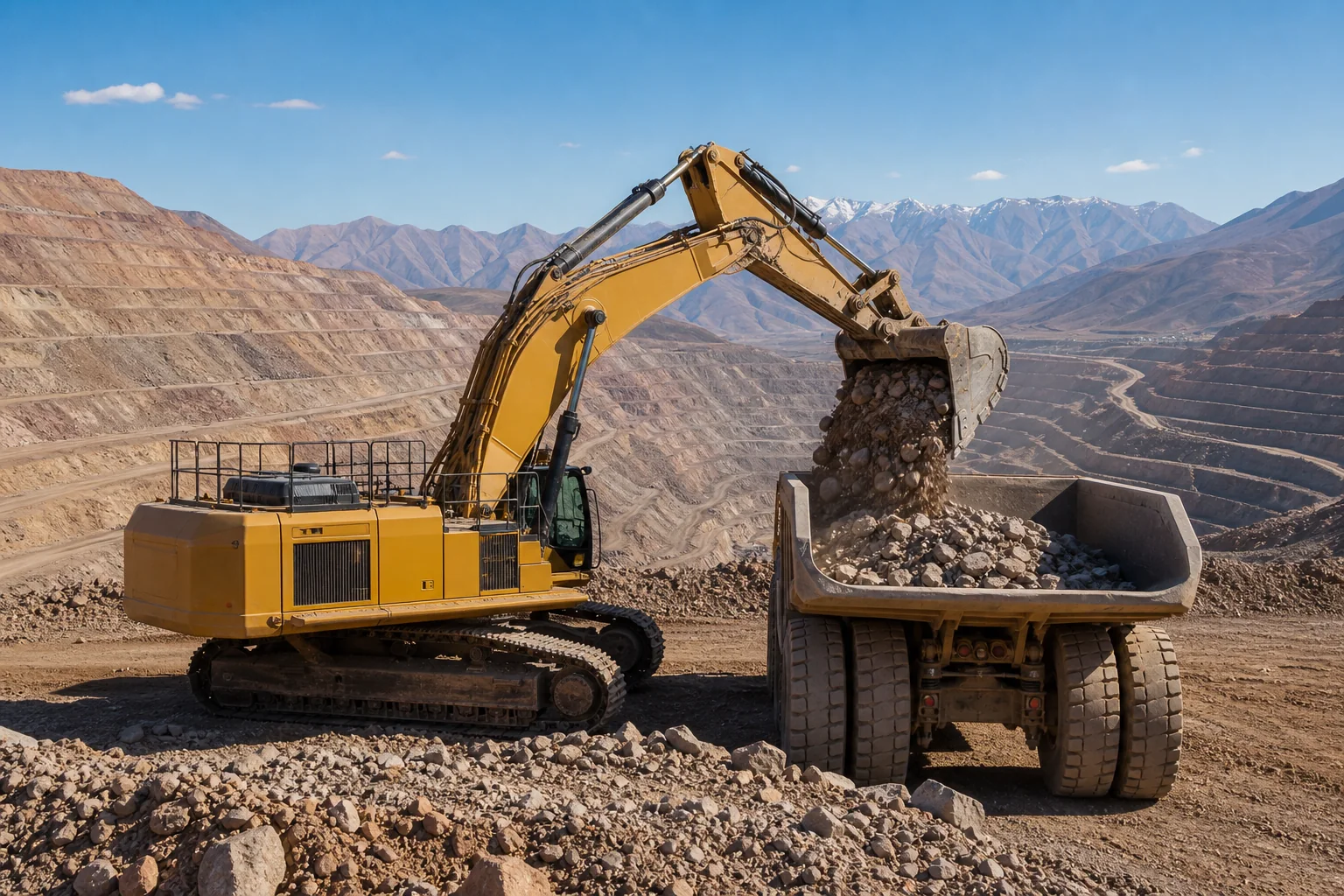 Large Excavators · Chile · High-volume cut and loading · Featured heavy equipment